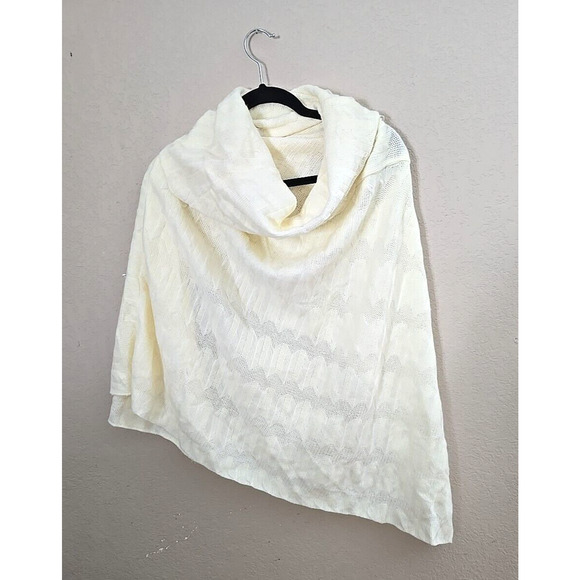Chico's Ivory Collared Knit Poncho Womans Size L/XL Business Casual Lightweight - Picture 1 of 6